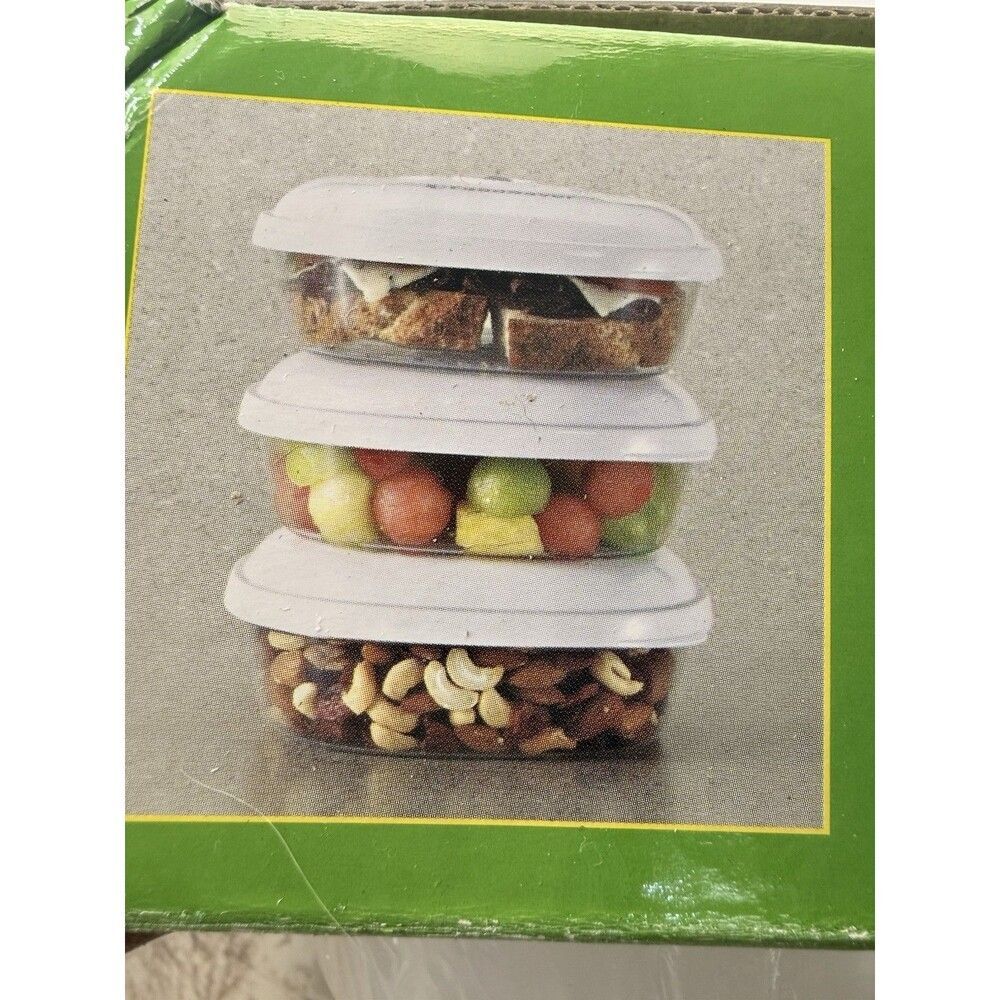 (3) Food Saver Vacuum Storage Container w. Lid Small Rectangular Lunch Leftovers